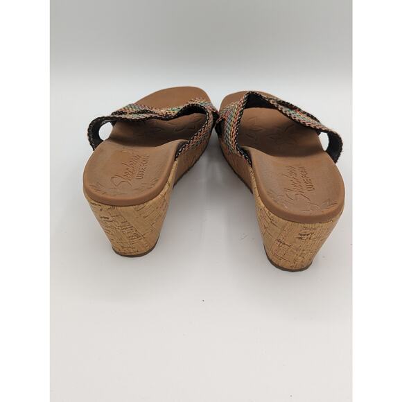 Skechers | Beverlee Delighted Wedge Sandal Cross Strap Boho Cork | Size 8 - Picture 3 of 5